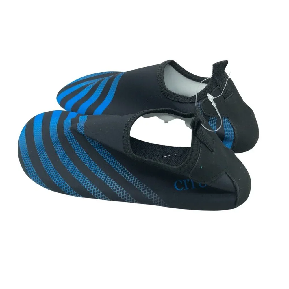 Cituo Boys Water Shoes Slip On Fabric Striped Blue Black Size 34/35 US 1/1.5